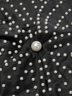 Women Crop Top Black Backless Flowers Pearls Halter Sleeveless Chic Tops