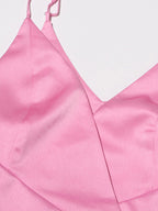 Blouse For Women Pink V-Neck Chic Cut Out Long Sleeves Tops