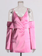 Blouse For Women Pink V-Neck Chic Cut Out Long Sleeves Tops