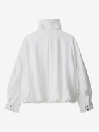 Blouse For Women White Buttons Stand Collar Casual Long Sleeves Tops