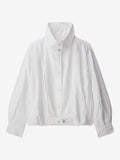 Blouse For Women White Buttons Stand Collar Casual Long Sleeves Tops