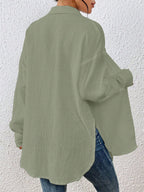 Blouse For Women Apricot Buttons Turndown Collar Chic Long Sleeves Cotton Tops