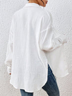 Blouse For Women Apricot Buttons Turndown Collar Chic Long Sleeves Cotton Tops
