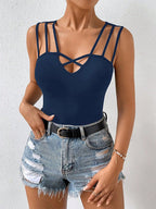 Dark Navy Cami Top Straps Neck Chic Camis For Women