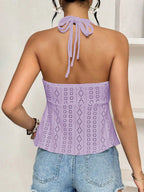 Red Cami Top Straps Neck Cut Out Chic Camis For Women