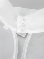 Shirt For Women White Stand Collar Clothes Chic Buttons Long Sleeves Tops