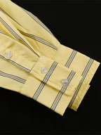 Two Piece Sets Blue Casual Stripes Street Wear Turndown Collar Lantern Sleeve Pant Set