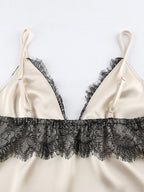 Apricot Cami Top Straps Neck Lace Chic Backless Women Camis
