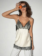 Apricot Cami Top Straps Neck Lace Chic Backless Women Camis