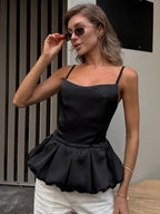 Yellow Cami Top Straps Neck Strappy Ruffles Backless Women Camis
