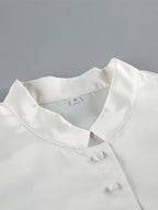 Blouse For Women Gold Buttons Stand Collar Chic Long Sleeves Tops