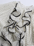 Blouse For Women White V-Neck Clothes Chic Lace Up Ruffles Long Sleeves Tops