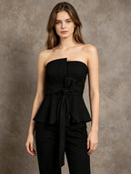 White Cami Top Strapless Sash Chic Sleeveless Women Camis