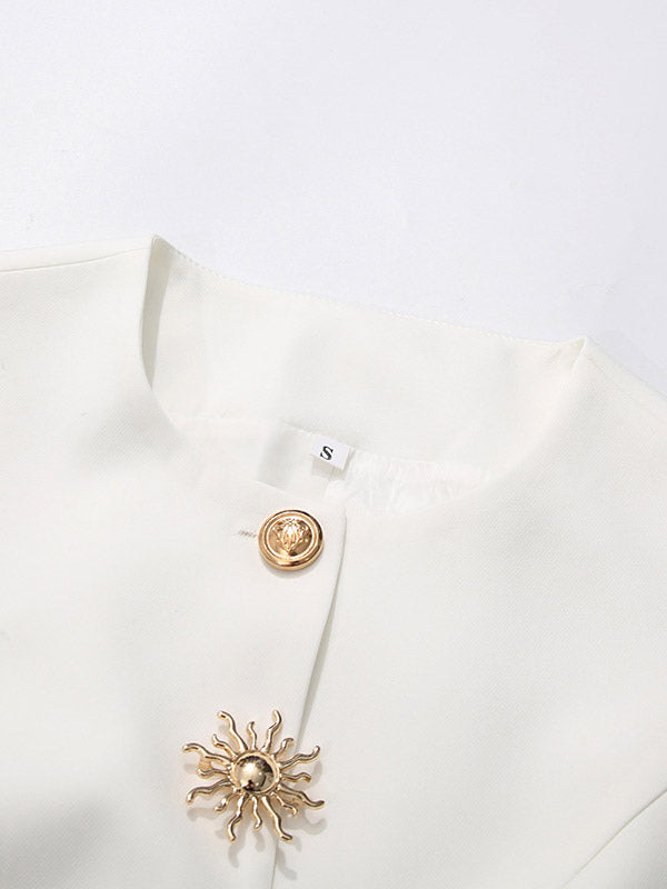 White Cami Top Jewel Neck Buttons Chic Camis For Women