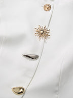 White Cami Top Jewel Neck Buttons Chic Camis For Women