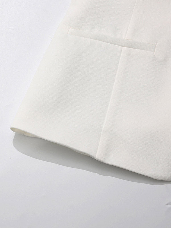 White Cami Top Jewel Neck Buttons Chic Camis For Women
