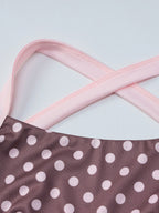 Two Piece Sets Red Polka Dot Daily Casual Straps Neck Sleeveless Chic Pant Set