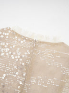 Party Dress Maxi Champagne Stand Collar Sequins Long Sleeves Elegant Semi Formal Dress