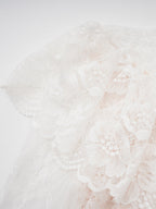Party Dress Maxi White Stand Collar Lace Long Sleeves Shaping Flared Sleeves Chic Semi Formal Dress