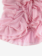 Vacation Dresses Mini Backless Ruffles Long Sleeves Off-The-Shoulder Chic Pink Dresses