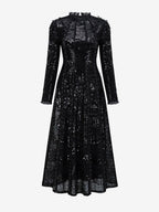 Party Dress Maxi Champagne Stand Collar Sequins Long Sleeves Elegant Semi Formal Dress