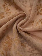 Party Dress Maxi Light Apricot Stand Collar Pleated Short Sleeves Printed Dress
