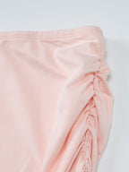 Two Piece Sets Pink Casual Ruffles Party Polyester Cowl Neck Sleeveless Skirt Set