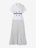 Two Piece Sets Black Casual Polka Dot Street Wear Turndown Collar Short Sleeves Skirt Set