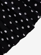 Two Piece Sets Black Casual Polka Dot Street Wear Turndown Collar Short Sleeves Skirt Set