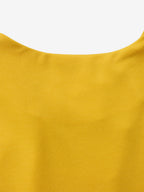 Two Piece Sets Yellow Casual Pleated Street Wear Polyester Jewel Neck Asymmetrical Short Sleeves Skirt Set