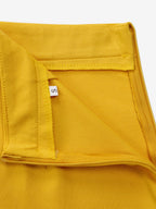 Two Piece Sets Yellow Casual Pleated Street Wear Polyester Jewel Neck Asymmetrical Short Sleeves Skirt Set