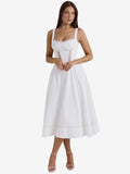 Date Night Dresses Midi Sleeveless Strapless Chic White Dress
