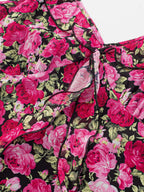 Daily Dresses For Women Red Shaping Flowers Sleeveless V-Neck Raised Waist Printed Dress