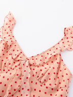 Daily Dresses For Women Red Shaping Flowers Sleeveless V-Neck Raised Waist Printed Dress