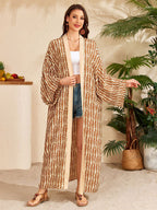 Vacation Dresses Oversized Long Sleeves Printed Casual Rose Dress