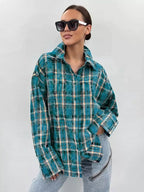 Women Jacket Turndown Collar Buttons Cotton Long Sleeve Outerwear
