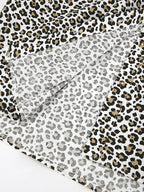 Women Jacket Turndown Collar Buttons Leopard Print Long Sleeve Outerwear