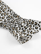 Women Jacket Turndown Collar Buttons Leopard Print Long Sleeve Outerwear