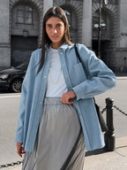 Women Jacket Turndown Collar Buttons Cotton Long Sleeve Outerwear