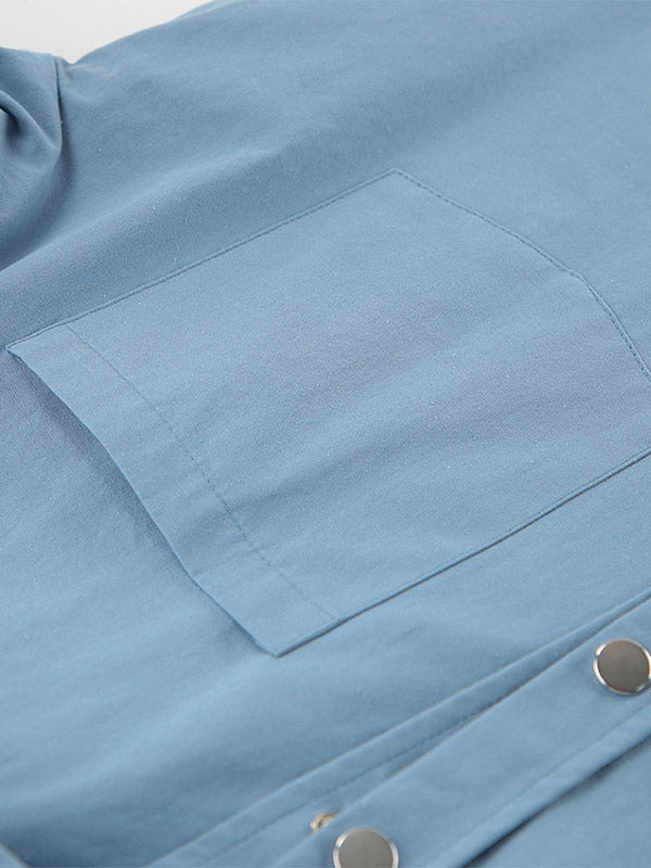 Women Jacket Turndown Collar Buttons Cotton Long Sleeve Outerwear
