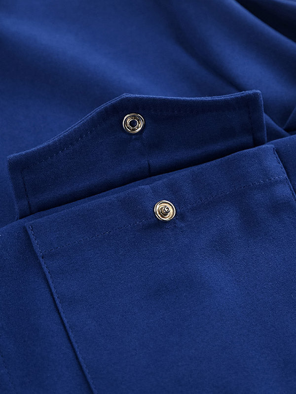 Women's Jackets Turndown Collar Front Button Casual Buttons Blue Jacket For Women