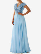 Party Dress Ecru White V-Neck Sequins Short Sleeves Shaping Cap Sleeves Chic Semi Formal Dress
