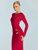 Party Dress Maxi White Jewel Neck Long Sleeves Sexy Semi Formal Dress