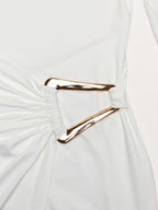 Party Dress Maxi White Jewel Neck Long Sleeves Sexy Semi Formal Dress