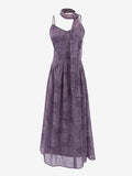 Daily Dresses For Women Deep Purple Polyester Shaping Sleeveless Straps Neck Dress