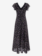 Daily Dresses Black Shaping Lace Short Sleeves High Collar Raised Waist Cap Sleeves Dress