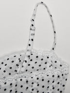 Daily Dresses Woman's Midi Dress Black Polyester Sleeveless Straps Neck Polka Dot Dress