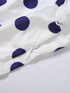 Date Night Dresses Mini Sleeveless Polka Dot Straps Neck Sexy Blue Dress