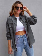 Women Jacket Turndown Collar Cotton Long Sleeve Oversized Outerwear