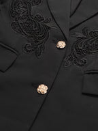 Blazer For Women Chic Turndown Collar Cut Out Long Sleeves Outerwear